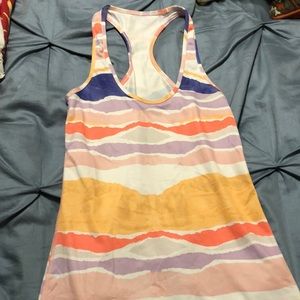Lululemon workout tank in bright stripes